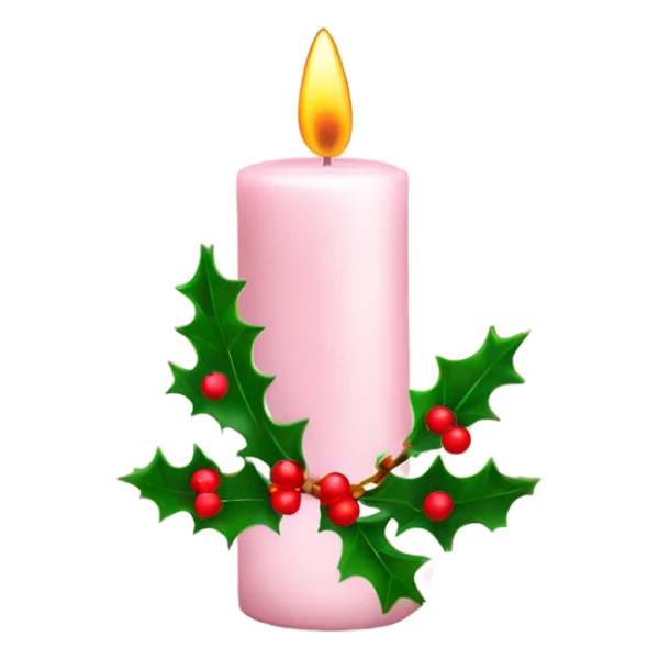 pale pink christmas candle with holly with words Merry Christmas  sticker