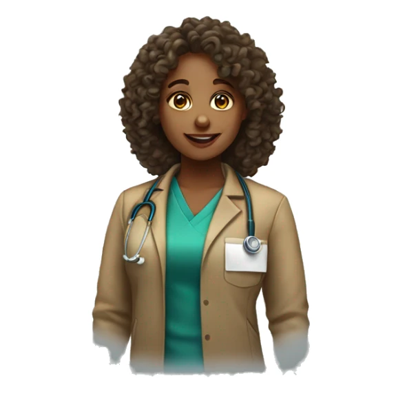 Female med student with curly hair  sticker