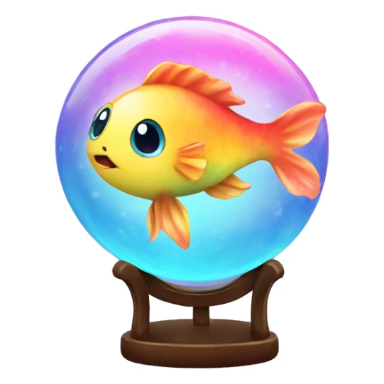 Kawaii colorful baby fish in a tie dye globe sticker