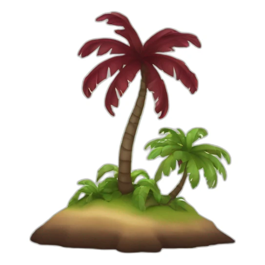 burgundy coloured palm, on a small island sticker