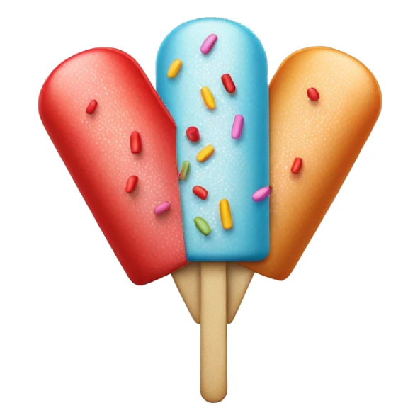 an ice lolly that's split into three sections, the top part is covered in sprinkles, the middle is white and the bottom near the stick is red sticker