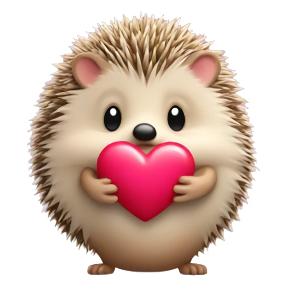 Hedgehog with a pink bow and holding a red heart sticker