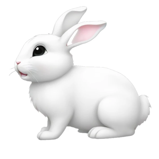 cute white bunny holding light pink peonies sticker