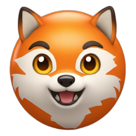 3d sphere with a cartoon fox skin with big eyes sticker