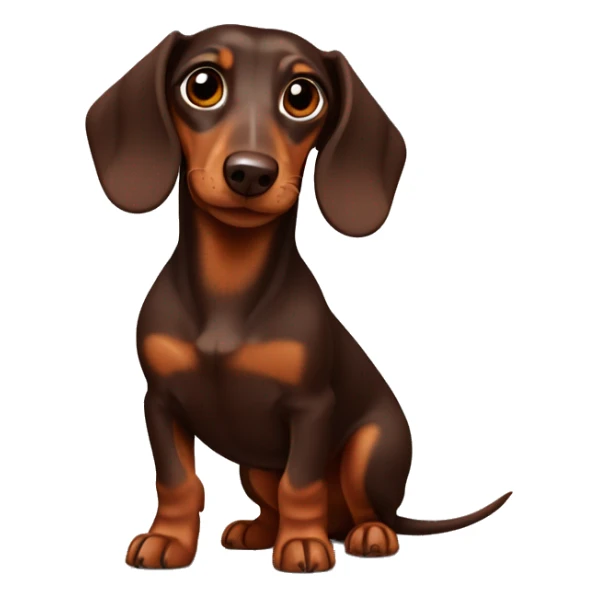 A chocolate-colored dachshund with light brown markings and long ears is cheerful sticker