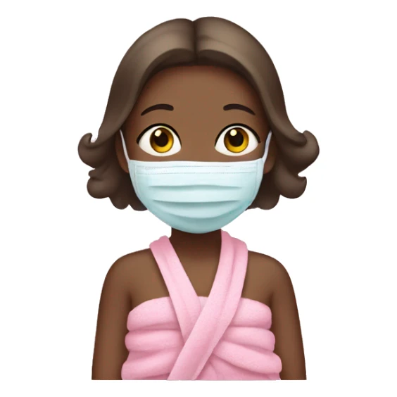 girl with babypink towel and facemask sticker