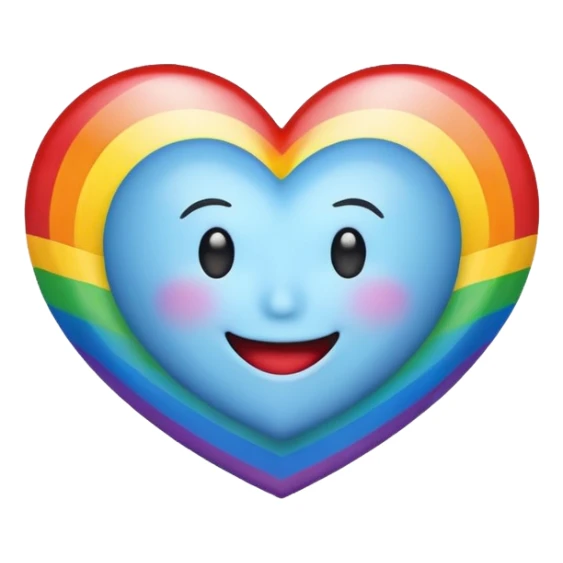 A heart with a smile no face and rainbow over the top sticker