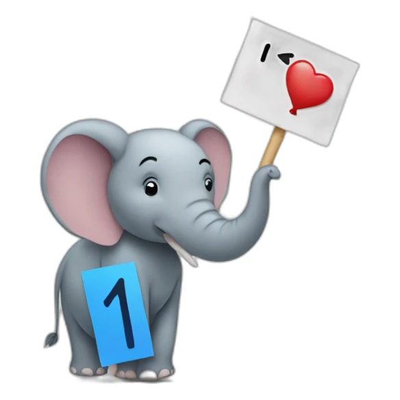 elephant holding a sign with "1 Fan" on it sticker