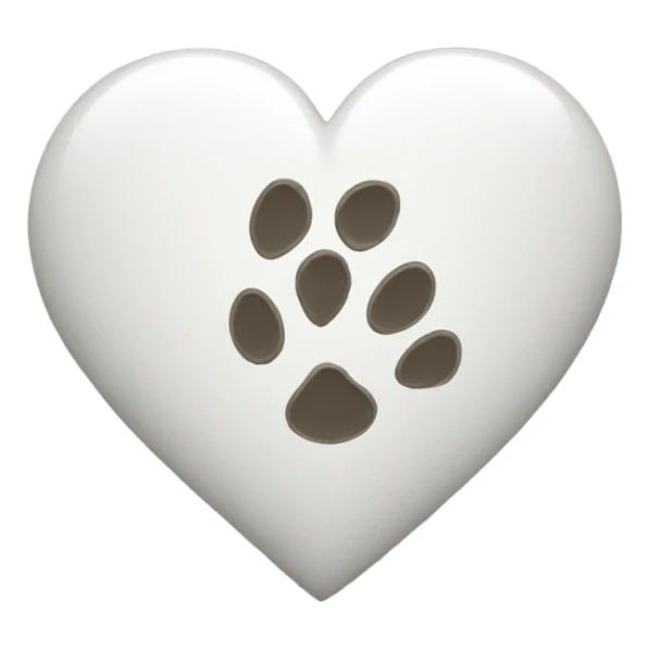 White heart with dog's paw sticker