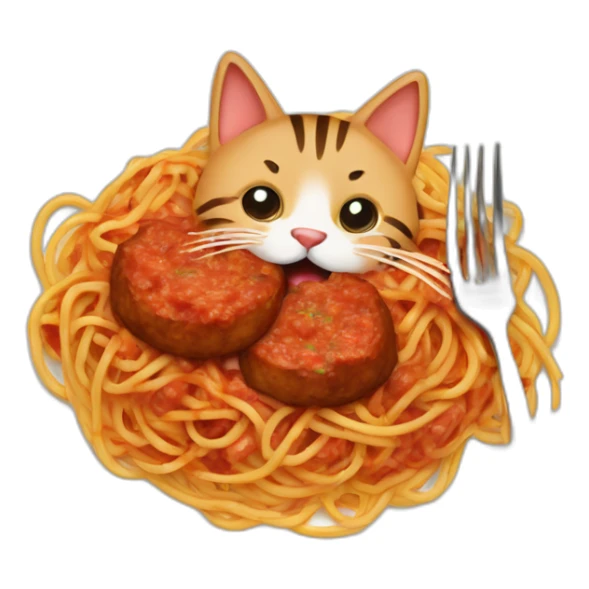 a-cat-who-eats-spaghetti-bolognese-with-meatballs-on-a-plate sticker