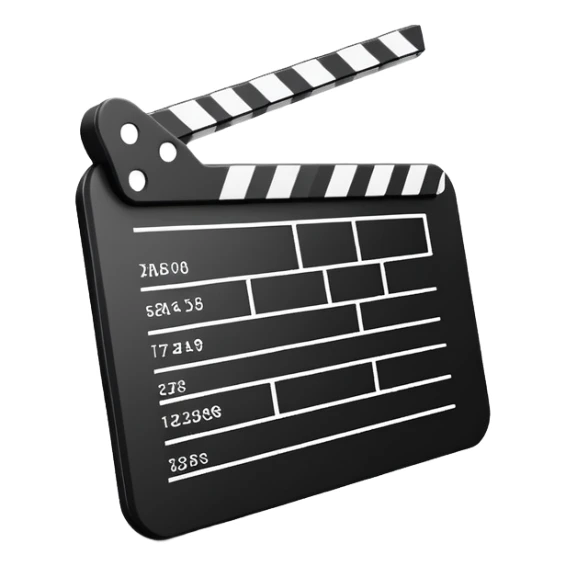 hyper minimal film slate, black and white, just basic shapes with one diagonal line sticker