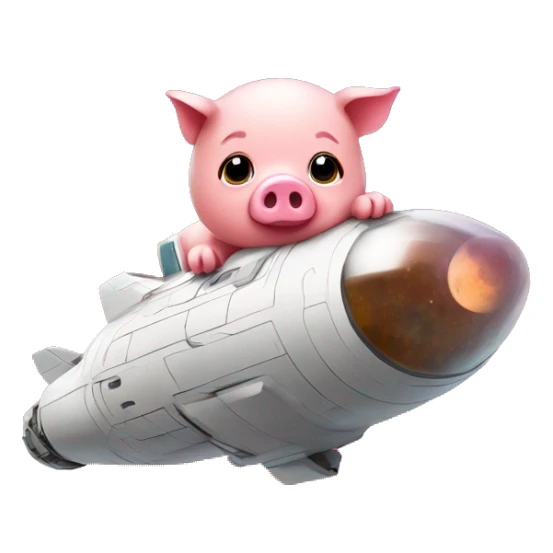 cute lil piggy on a spaceship to mars sticker