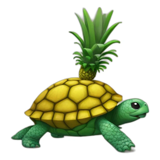 Un ananas sur la tête d'une tortue sticker