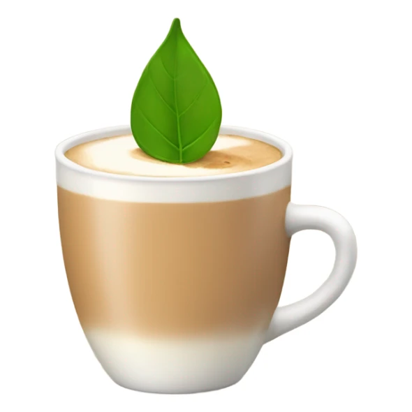 Chai latte with a leaf on the cup sticker