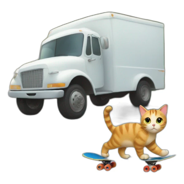 Cat on a skateboard chasing a milk truck sticker