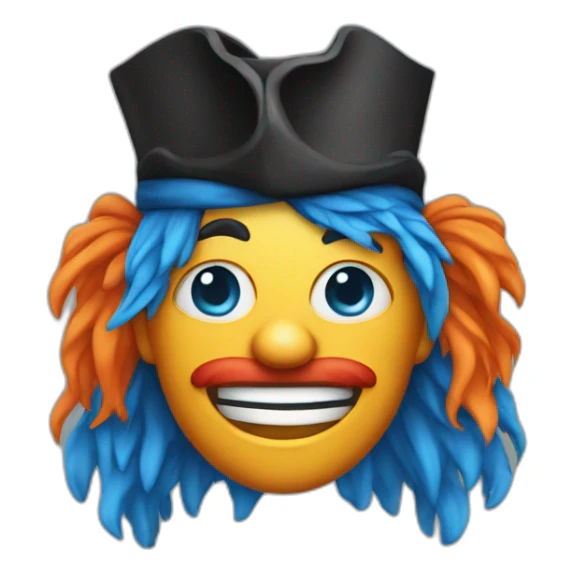 Clown with blue hair and orange pirate hat sticker