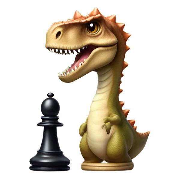dinosaur holds a queen chess piece in its paw sticker