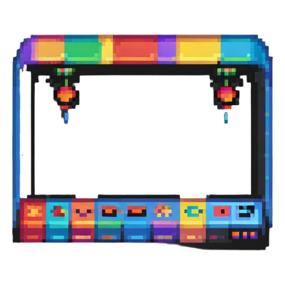 Add a retro arcade background with pixel art details, arcade machines, and neon signs. Keep the pixel art style. sticker