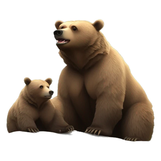 Grizzly bear mama with cub mountain backdrop  sticker