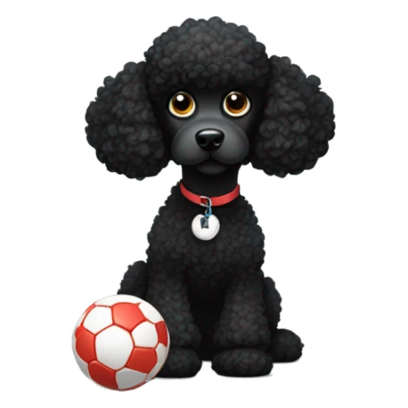 Black poodle wanting to play ball sticker
