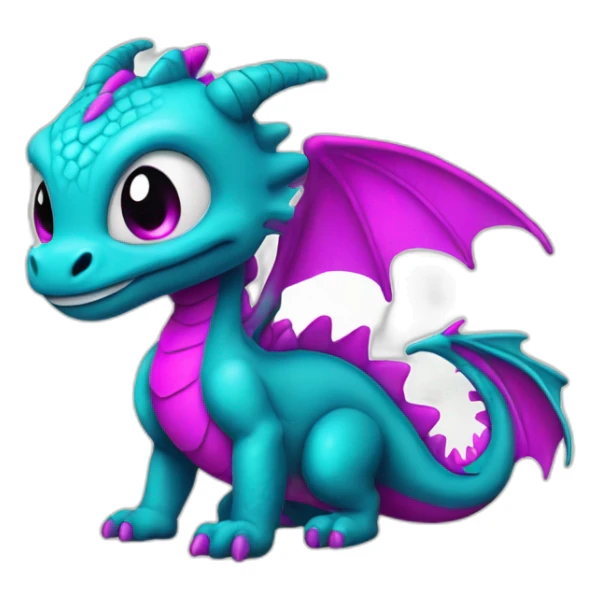 cyan and magenta baby dragon sticker