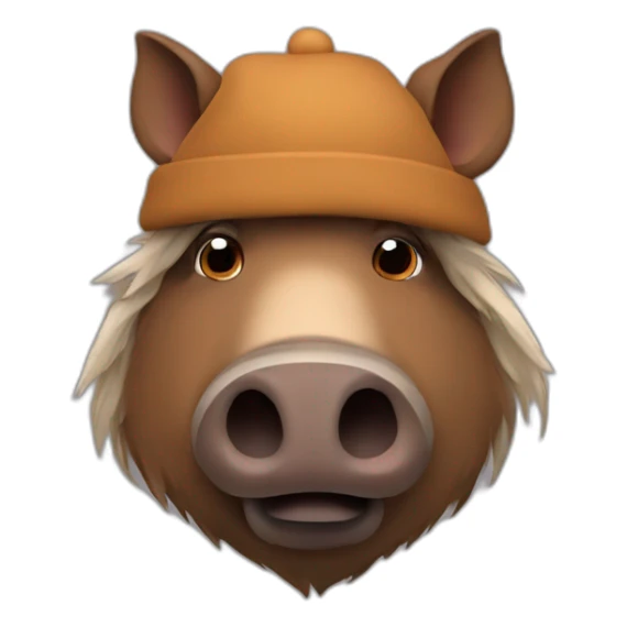 fullface brown boar tired of life with a black winter hat sticker