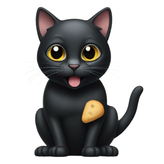 black cat with mouse in mouth sticker