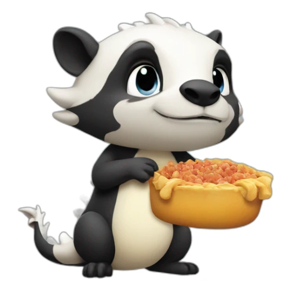 half-badger half-dragon thinking of food sticker