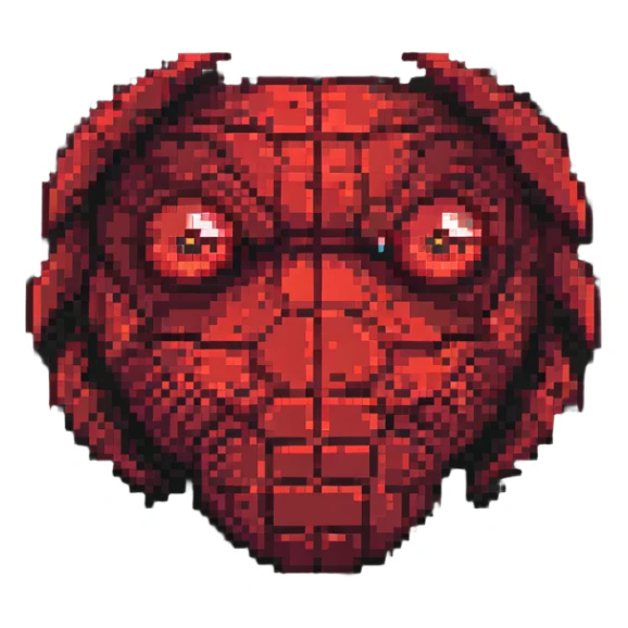 Create only red glowing eyes in Minecraft style, blocky and pixelated, no face or head, just the eyes, dark background, inspired by the reference image's style. sticker