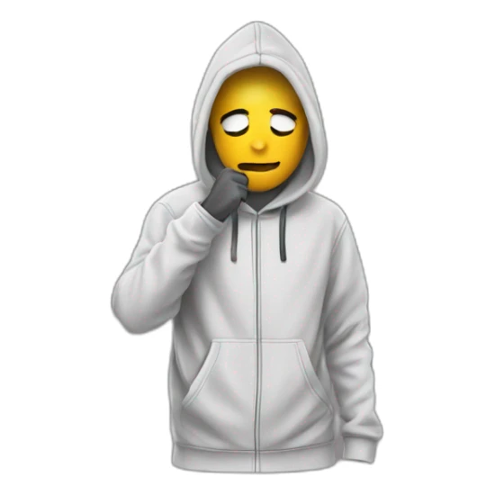 Man whit a hoddie and skidmask withe Making a signal of ok sticker