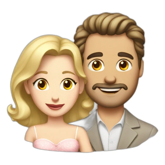 brunette husband and blond wife in 50s sticker
