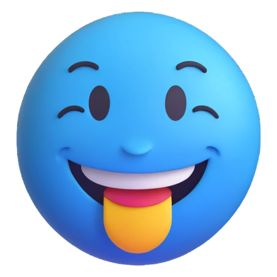 3D smiley emoji, round shape, blue color, with text 'tartom a frontot', brave face sticker