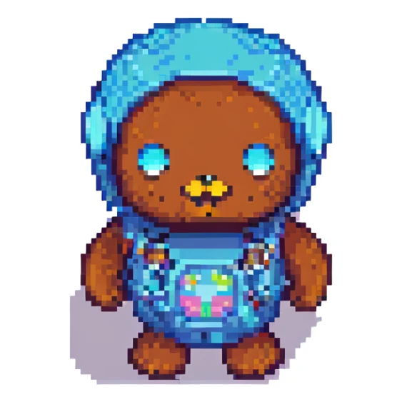 Discord mascot Clyde, small and iconic pixel art style, no text sticker