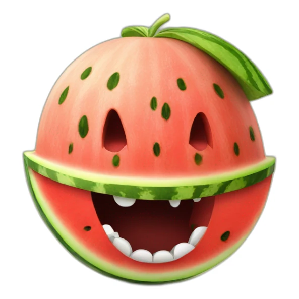 Watermelon with a big mouth and a hat sticker