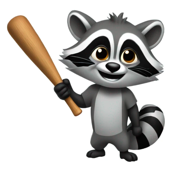 Raccoon holding baseball bat sticker