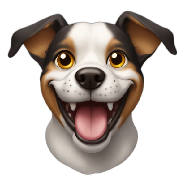 a dog with a devilish smile and a clown nose  sticker