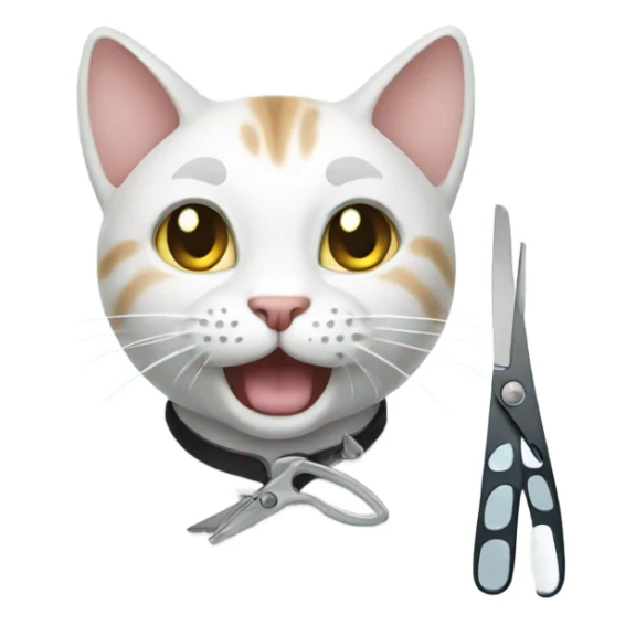 cat with scissors and water emoji sticker