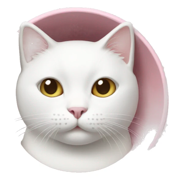 white cat with a light pink bowl sticker