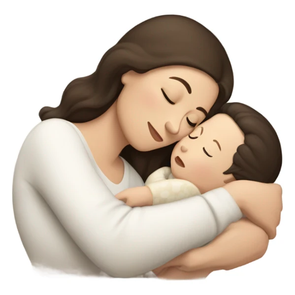 A white-skinned mom darkbrown hair and white-skinned darkbrown hair baby sleeping   sticker