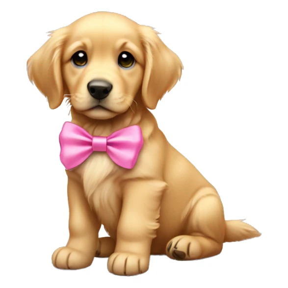 cute golden retriever puppy with pink bow on head sticker