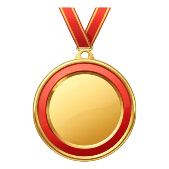 JUST THE CIRCLE  golden medal with a glossy finish, central empty space,  sticker