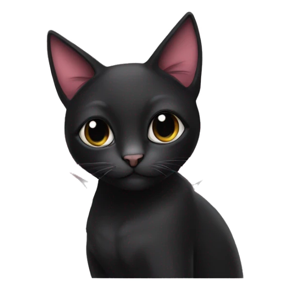 black toxedo cat with a pink flower behind one ear sticker