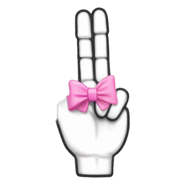 Middle finger with black nail and a pink bow sticker
