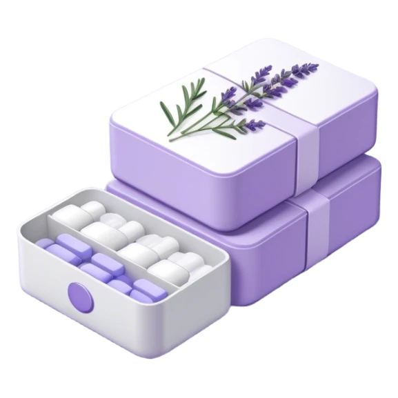 Aesthetic packaging of medicines in lavender color sticker