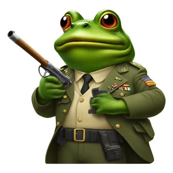 Army frog with a gun and smoking a cigar sticker