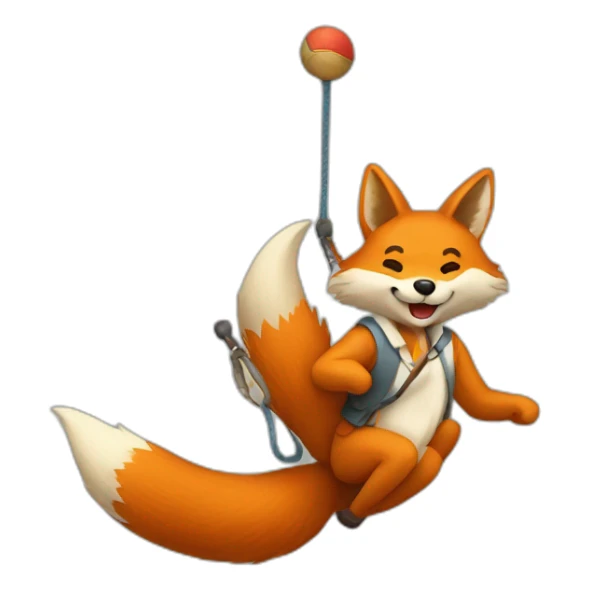 Man riding a fox swinging a yoyo.  sticker