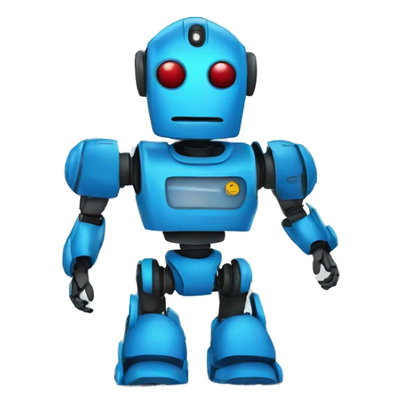 robot con camisa polo azul saludandp sticker