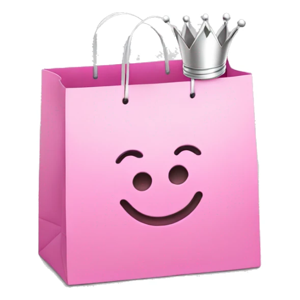 shopping bag pink with silver crown in front sticker