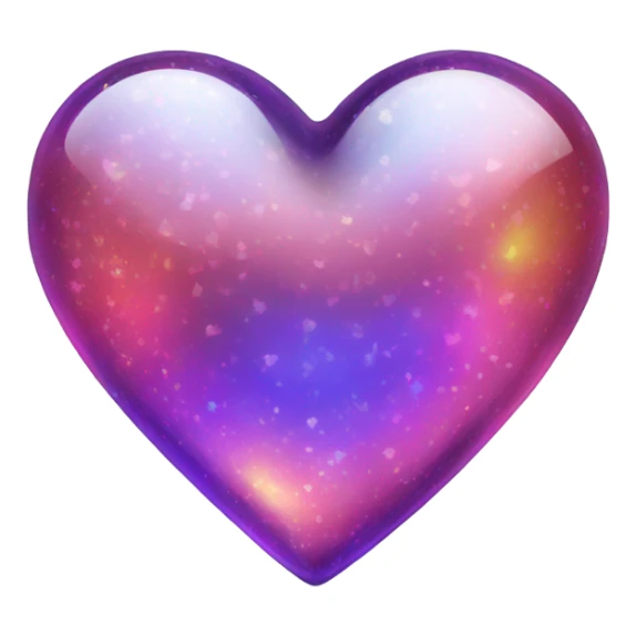 A transparent glass, colorful sparkle heart sticker