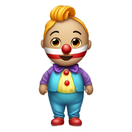 a pregnant man in clown make up with belly sticker